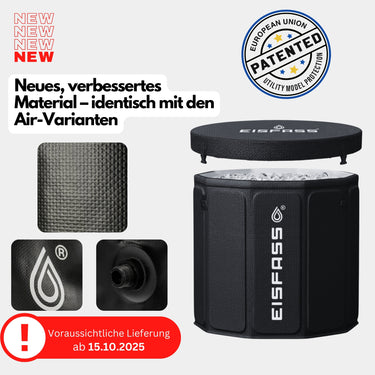 Eisfass EASY 2.0 NEUE VERSION | günstige Einsteiger Premium Eistonne zum Eisbaden | Kryotherapie | 76 cm ⦰ | 70 cm⇡| Outdoor und Indoor | 250 Liter