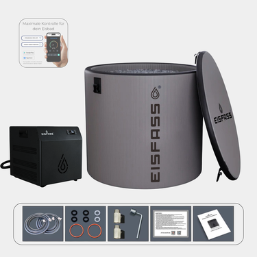 Eisfass Air Mini Eisbad Komplettset inkl. Kühlsystem Standard  – bis 3°C für Regeneration, Fokus & mentale Stärke