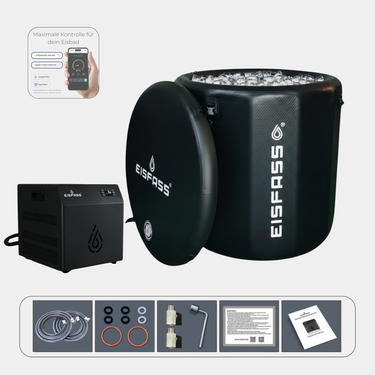 Eisfass Air Eisbad Komplettset inkl. Kühlsystem Standard  – bis 3°C für Regeneration, Fokus & mentale Stärke