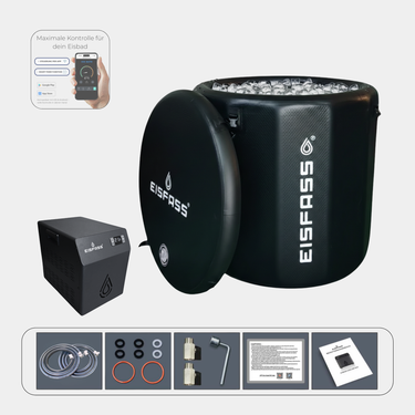 Eisfass Air Eisbad Komplettset inkl. Kühlsystem Mini  – bis 3°C für Regeneration, Fokus & mentale Stärke