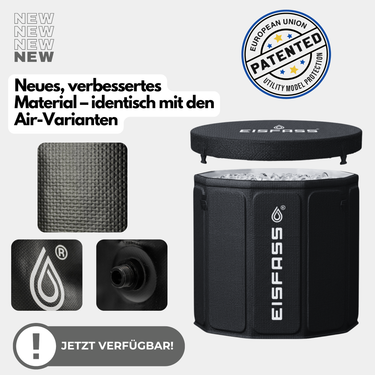 Eisfass EASY 2.0 NEUE VERSION | günstige Einsteiger Premium Eistonne zum Eisbaden | Kryotherapie | 76 cm ⦰ | 65 cm⇡| Outdoor und Indoor | 250 Liter