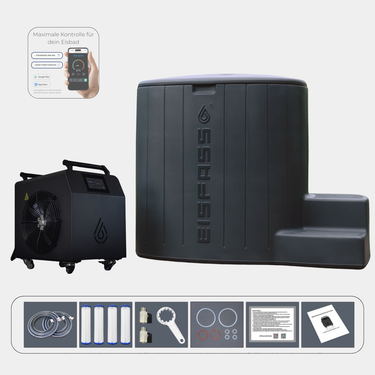 Eisfass Pro X Premium Eisbad Komplettset inkl. Kühlsystem Pro - Ozonreinigung – bis 2°C für Regeneration, Fokus & mentale Stärke